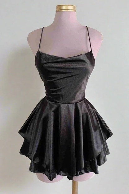 Robe de soirée courte à bretelles spaghetti J6960