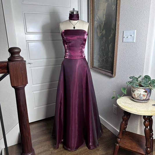 Trägerloses A-Linien-Abendkleid, schlicht, lang, formelles Partykleid J8155
