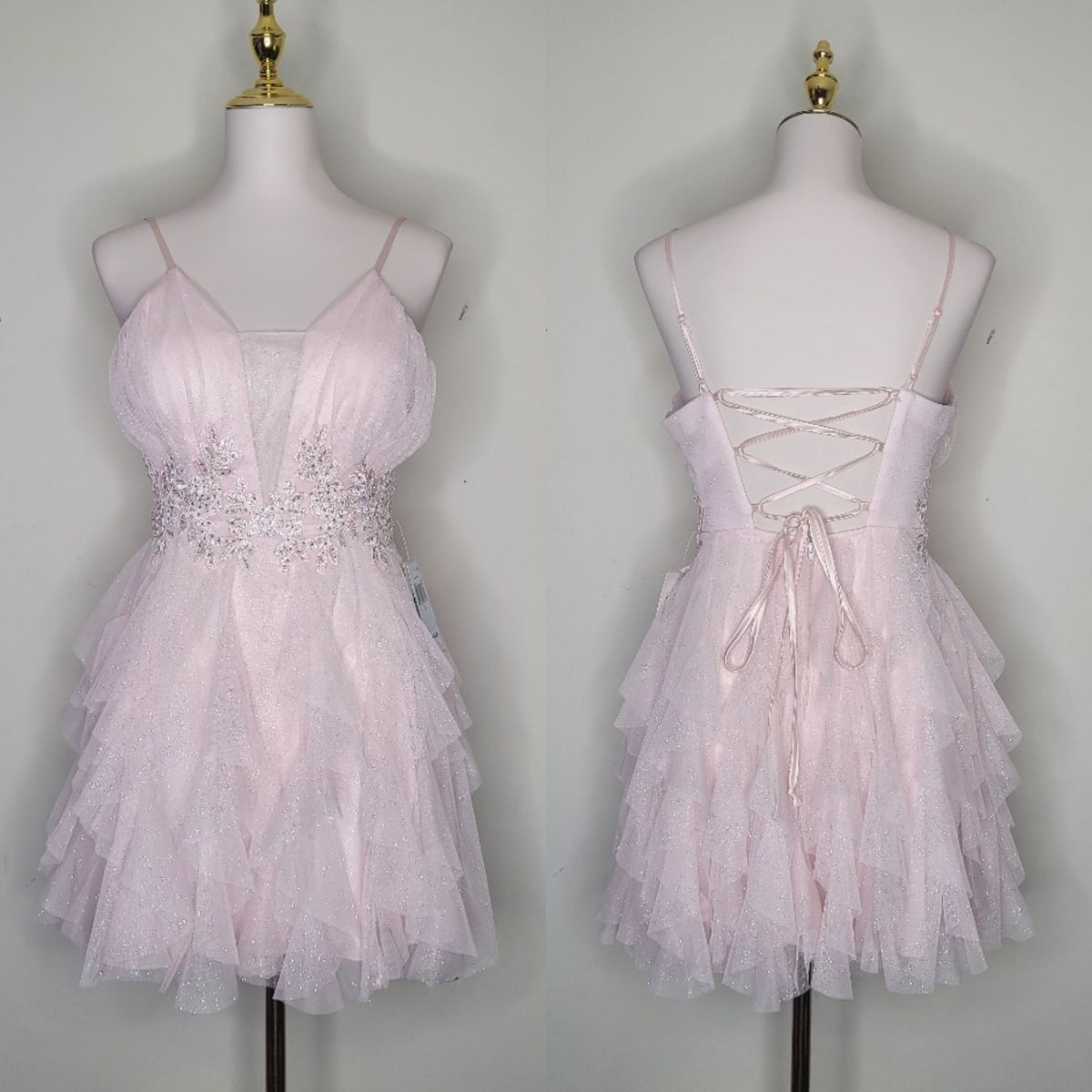 Rosa Fee Prinzessin Rüschen Homecoming Kleid J7633