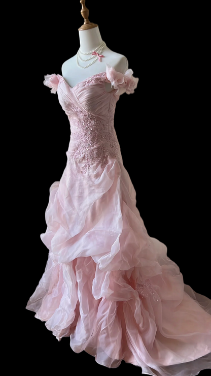 Trägerloses silbernes Vintage-Abendkleid, A-Linie, Geburtstagskleid J9370