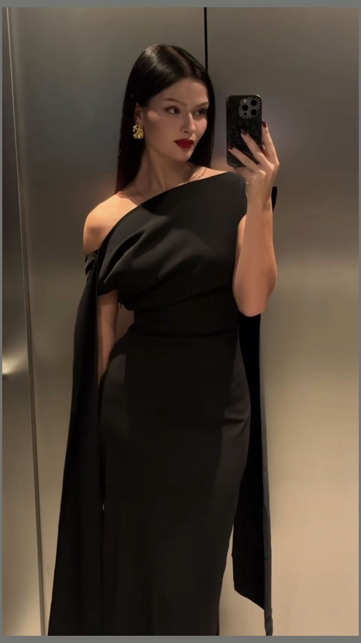 Robe longue fourreau noire Muse Drape Maxi Dress J8787