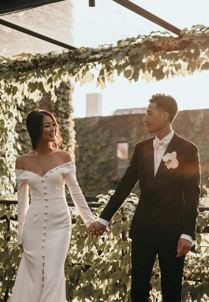 Robe de mariée sirène élégante blanc cassé, longue, J8106