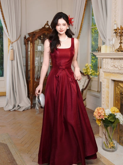 A Line Burgundy Long Prom Dress Elegant Evening Dress J8616