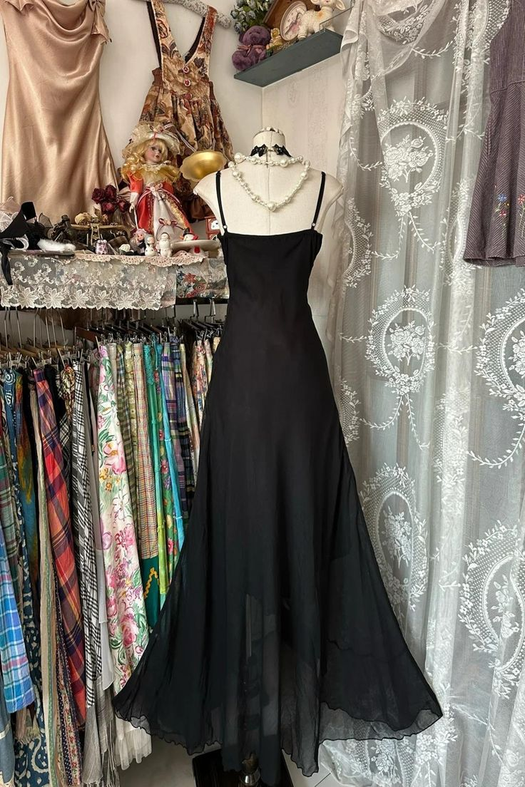 Black Chiffon Beaded Long Party Dress  A-line Prom Dress J8064