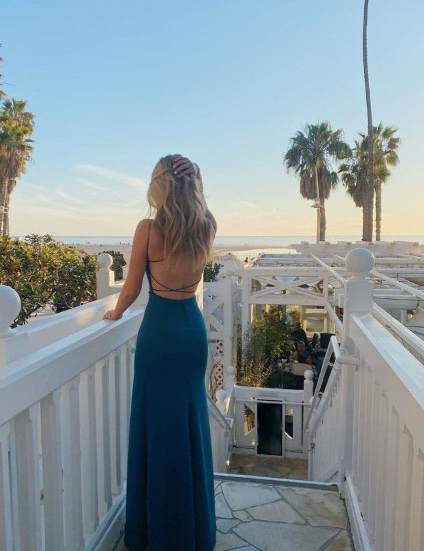 Backless Simple Long Prom Dress Formal Party Dress J8287