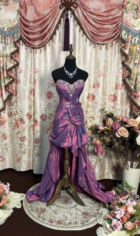 Sweetheart Purple Prom Dress Vintage Evening Party Dress J8477