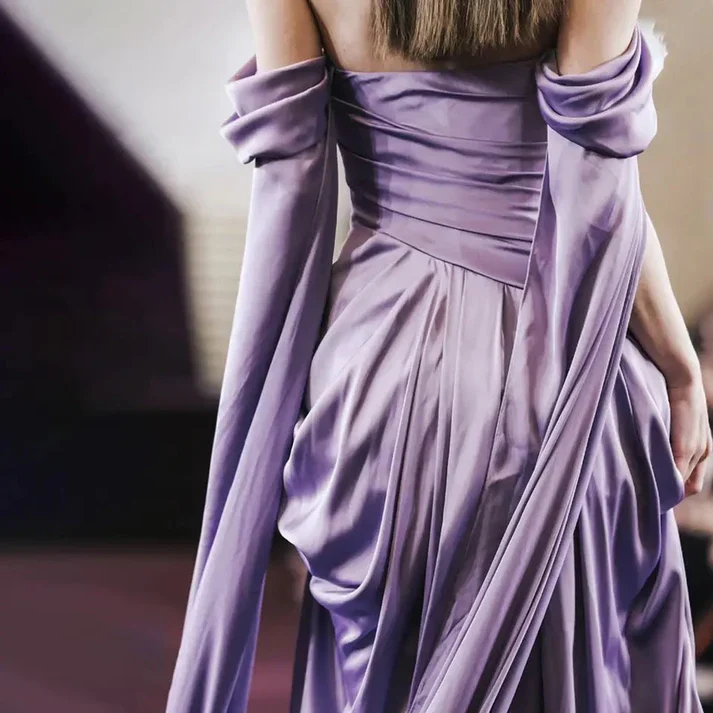 Robe de soirée longue violette coupe trapèze, robe de bal formelle J8742