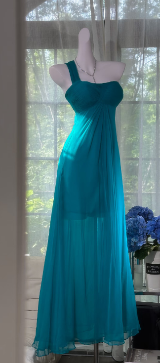 Robe de bal longue en mousseline à une épaule, simple, pour demoiselle d'honneur, J8409