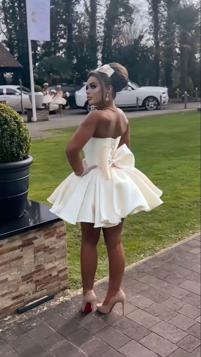 A Line White Short Evening Dress Cocktail Dresses Birthday  Dress J8194