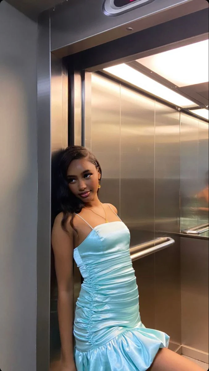 Blue Sheath Short Evening Dress Short Homecoming Dress J6951