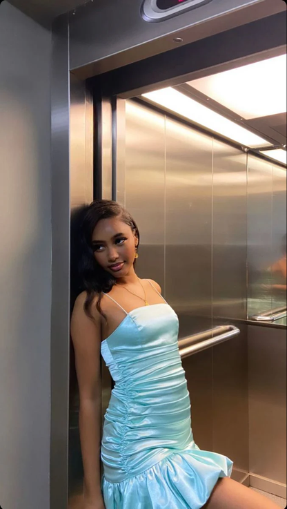 Blue Sheath Short Evening Dress Short Homecoming Dress J6951