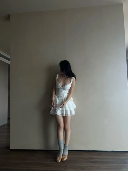 White Strapless Lace Mini Birthday Party Homecoming Dress J7428