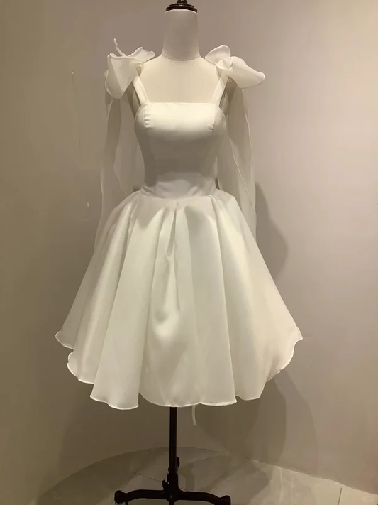 Robe de soirée courte en satin coupe trapèze, tenue pour 18e anniversaire, J7220