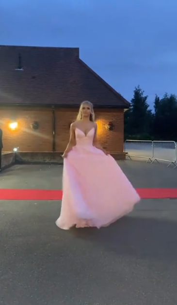 V Neck Pink Sparkle Tulle Prom Dress Long Evening Dress J8340