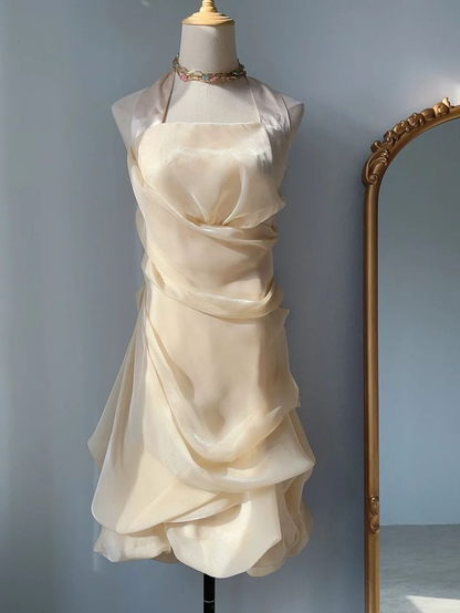 Elegantes Neckholder-Blumenrock-Heimkehrkleid J7602