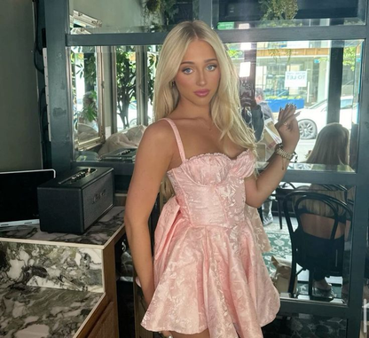 Robe de soirée courte à nœud princesse pour 17e anniversaire J7667