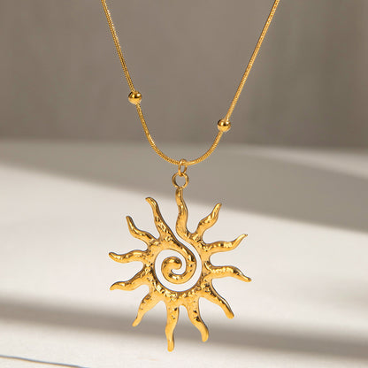 Collier pendentif soleil en acier inoxydable, chaîne de clavicule G1