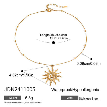 Collier pendentif soleil en acier inoxydable, chaîne de clavicule G1