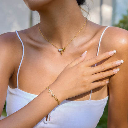 Collier en acier inoxydable doré avec cœur G10