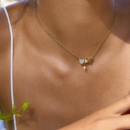 Collier en acier inoxydable doré avec cœur G10