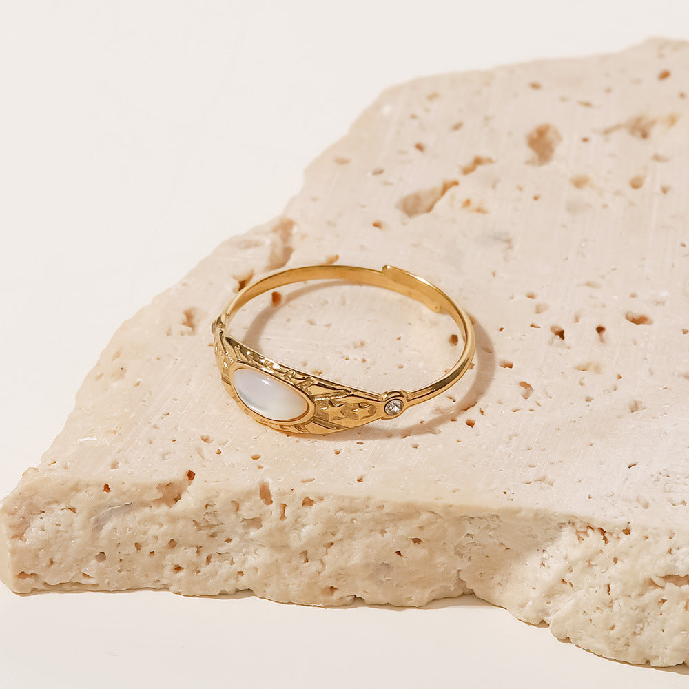 Bague rétro française en acier inoxydable avec étoile ouverte G11