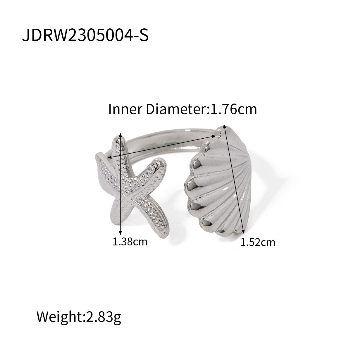 Bague étoile de mer en acier inoxydable doré G13