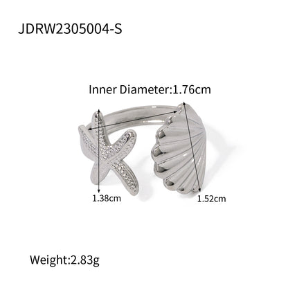 Bague étoile de mer en acier inoxydable doré G13