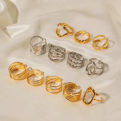 Bague simple ajustable en acier inoxydable doré G18