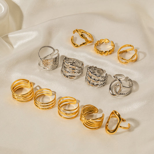 Bague simple ajustable en acier inoxydable doré G18