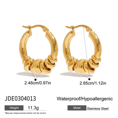 Boucles d'oreilles rétro en acier inoxydable doré G21