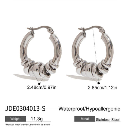 Boucles d'oreilles rétro en acier inoxydable doré G21