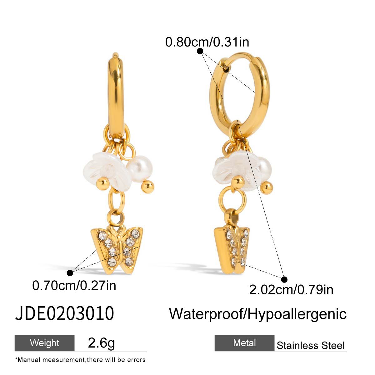 Boucles d'oreilles en acier inoxydable avec perles et étoiles G26