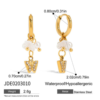 Boucles d'oreilles en acier inoxydable avec perles et étoiles G26