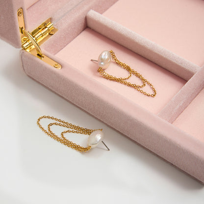 Boucles d'oreilles à pampilles en acier inoxydable et perles G29