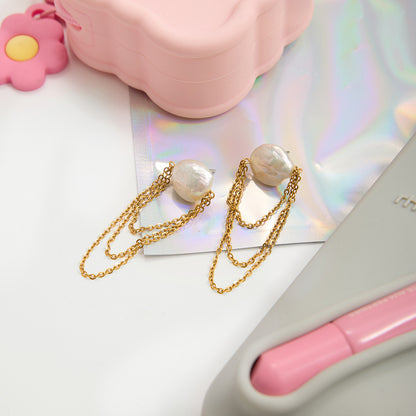 Boucles d'oreilles à pampilles en acier inoxydable et perles G29