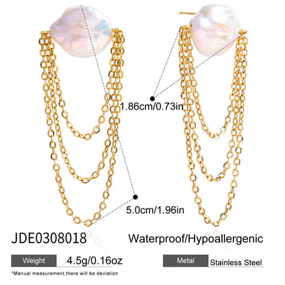Boucles d'oreilles à pampilles en acier inoxydable et perles G29