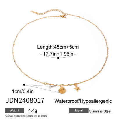 Stainless Steel Necklace with Shell and Starfish Pendant  G3