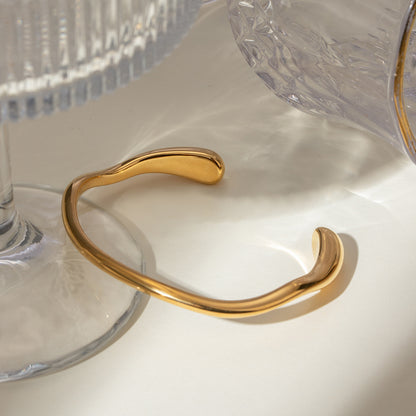 Irregular Gold Stainless Steel Oppen Simple Bracelet G31