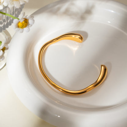 Irregular Gold Stainless Steel Oppen Simple Bracelet G31