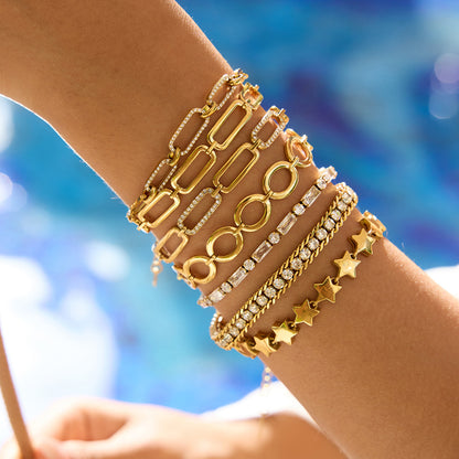 Bracelet étoile en acier inoxydable et strass G34