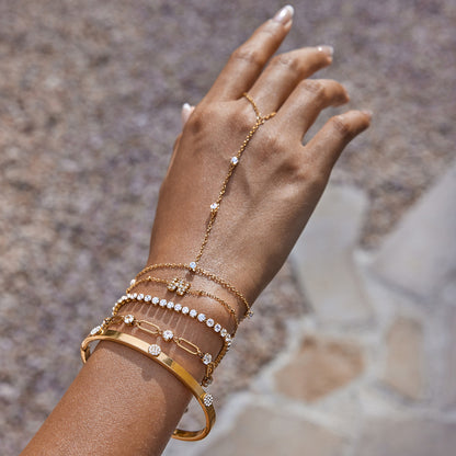 Bracelet en acier inoxydable doré avec strass G38