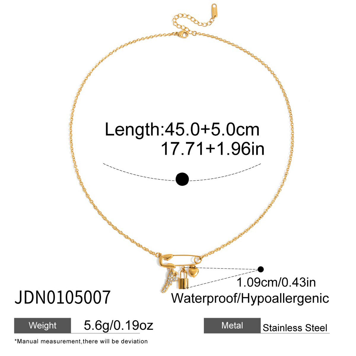 Collier trombone en acier inoxydable doré G4