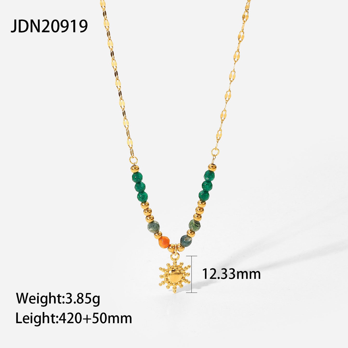 Collier rétro de style français avec pendentif tournesol en or G6