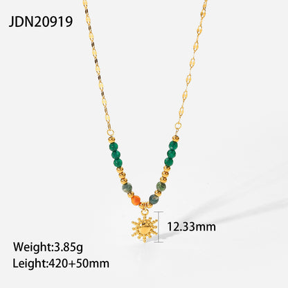 Collier rétro de style français avec pendentif tournesol en or G6