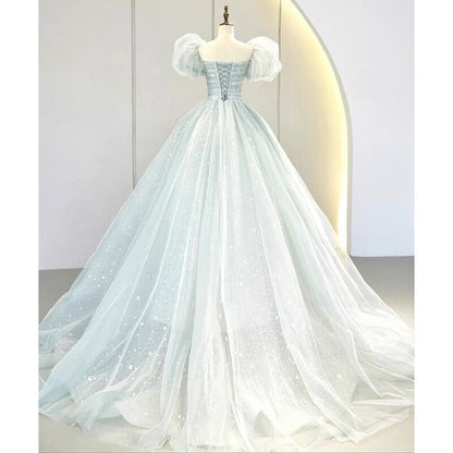 A Line Tulle Long Prom Dress Birthday Party Dress J3075