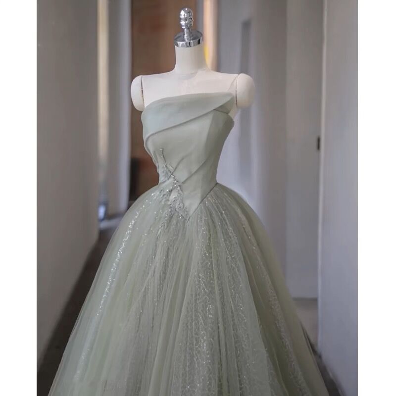 Strapless A Line Tulle Birthday Party Dress Prom Dress J3080