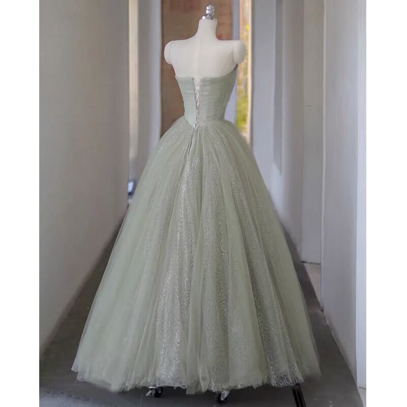 Strapless A Line Tulle Birthday Party Dress Prom Dress J3080