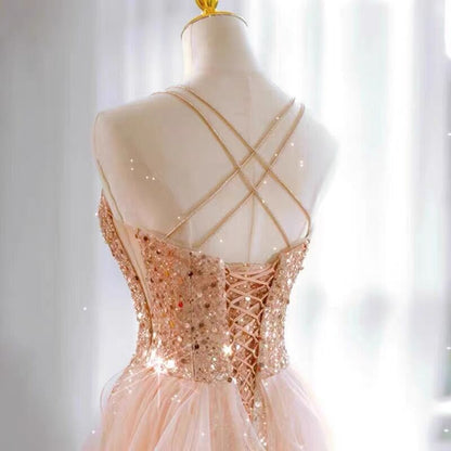 A Line Sequin Long Prom Dress Formal Party Gown J3087