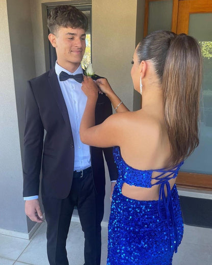 Sweetheart Royal Blue Sequin Mermaid Long Prom Dress J3109
