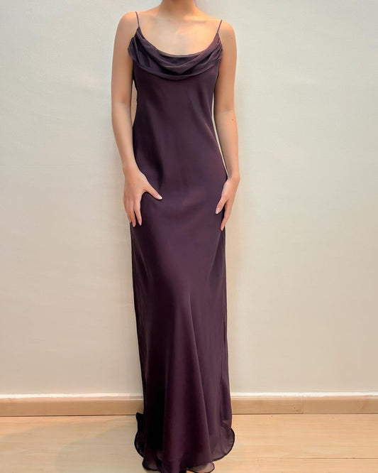 Chiffon Dark Purple Sheath Long Prom Dress J3133